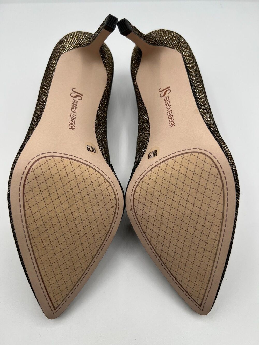 Jessica Simpson Womens Apelphan Pump Fabric Bronze Gold 9.5M Shimmer Stiletto - Picture 5 of 8